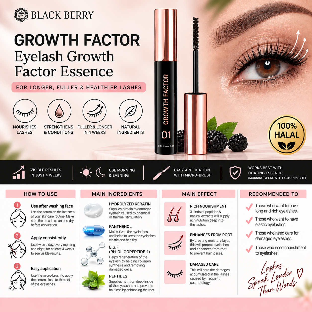 Blackberry Eyelash Growth Factor Essence — 8ML